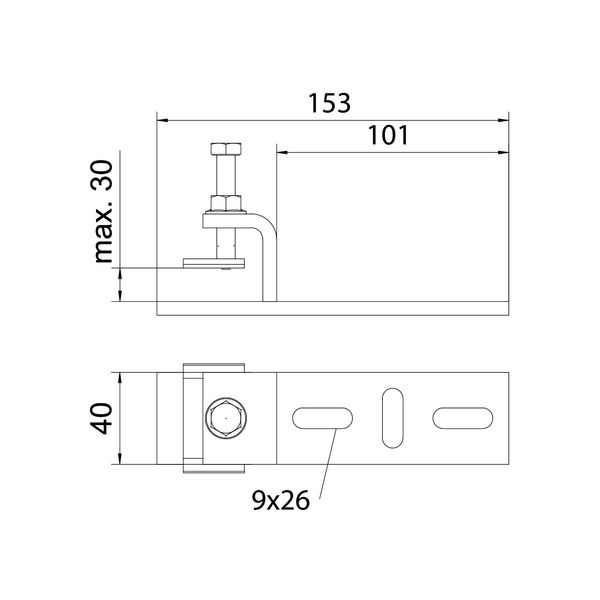 BFKD 153 44 A2 Clamping piece for max. supp. thickness 28 mm 153x40x44mm image 2