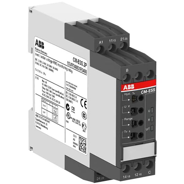 CM-ESS.2S Voltage monitoring relay 2c/o, B-C=3-600VRMS, 110-130VAC image 1