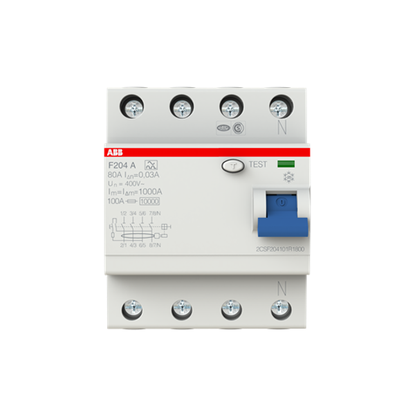 F204 A-80/0.03 Residual Current Circuit Breaker 4P A type 30 mA image 7