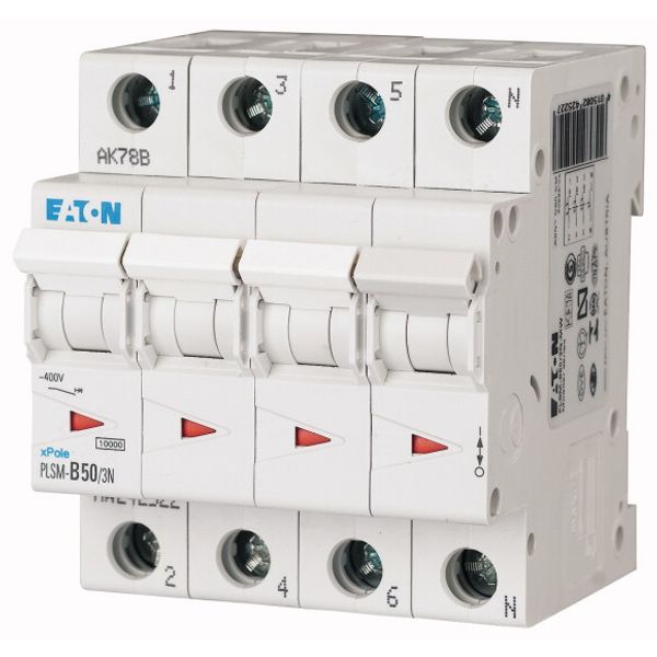 Miniature circuit breaker (MCB), 50 A, 3p+N, characteristic: C image 1