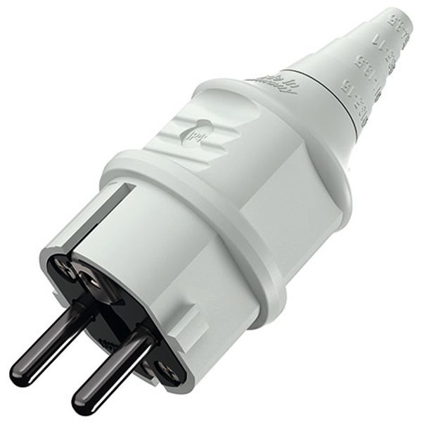 Plug with combined PE-cond. acc. to german and french standard, 16A 2p+E, 230V, IP44, white image 1