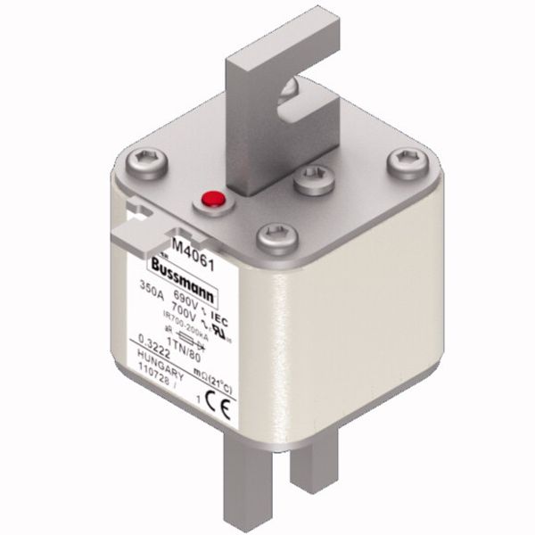 Fuse-link, high speed, 350 A, AC 690 V, DIN 1, 53 x 66 x 108 mm, aR, DIN, IEC, single indicator image 2