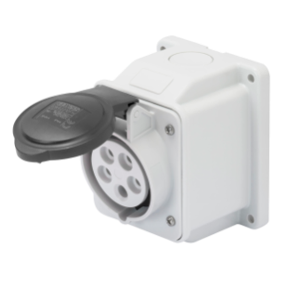10° ANGLED SURFACE-MOUNTING SOCKET-OUTLET - IP44 - 3P+N+E 32A 480-500V 50/60HZ - BLACK - 7H - SCREW WIRING image 1