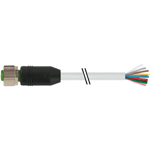 M12 female 0° A-cod. with cable PUR 12x0.25 gy +robot+drag ch. 1.5m image 1