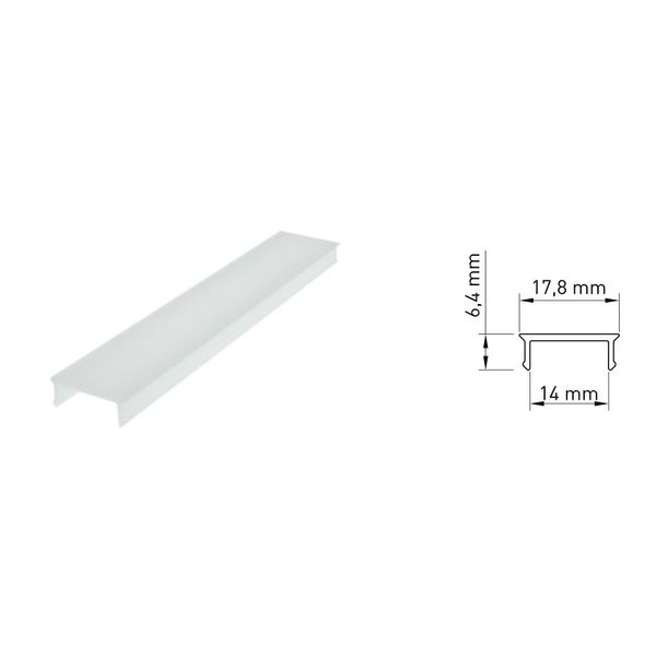 PMMA cover LB flat opal L-2000mm W-18mm H-6,4mm image 1