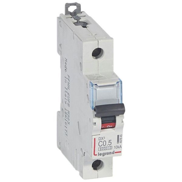 DX³6000 10kA high inlet and low outgoing screw circuit breaker 1P 230V~ to 400V~ - 0.5A - curve C - 1 module image 1