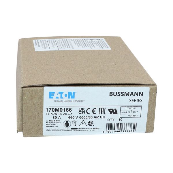 Fuse-link, high speed, 80 A, AC 660 V, size 0000, 18 x 19 x 100 mm, aR, UL, visual indicator image 14