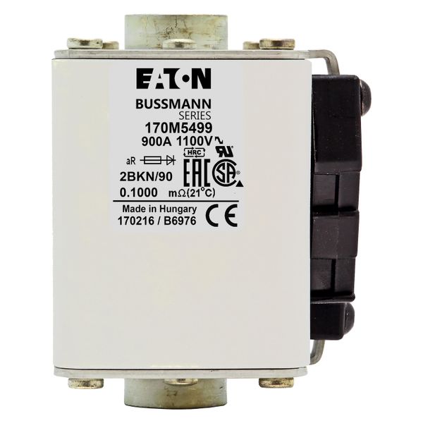 Fuse-link, high speed, 900 A, AC 1100 V, size 2, 61 x 77 x 91 mm, aR, IEC, UL, single indicator image 9