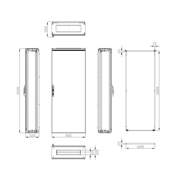 Compact enclosure 1 door IP65 H=2000 W=800 D=300 mm image 3