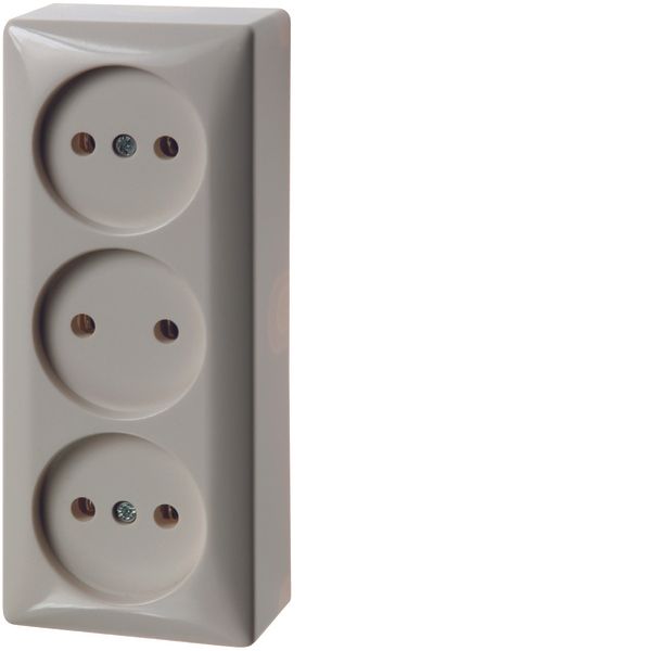 Socket outlet without earthing contact 3gang, surface-mounted, screw t image 1