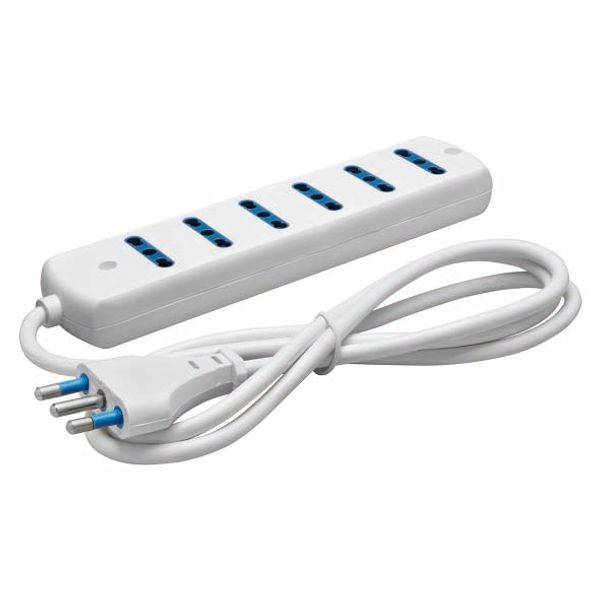 MULTIPLE SOCKET-OUTLET - 6 OUTPUT ITALIAN STANDARD - 2P+E 16A - WITH CABLE - 250V 1500 W - WHITE image 2