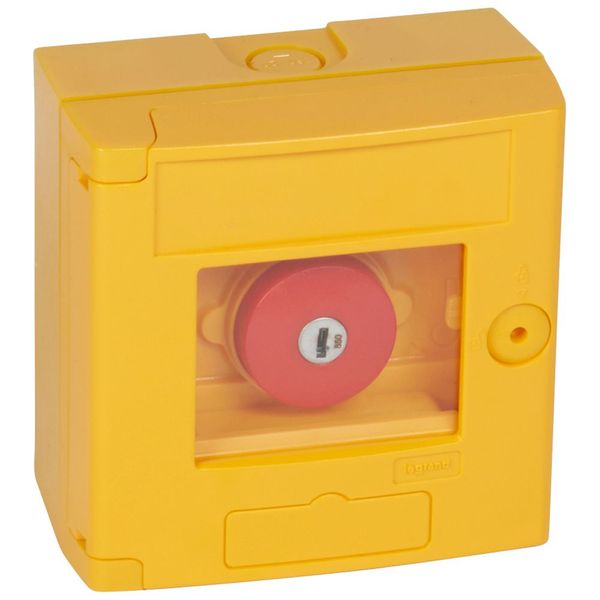 Break glass emergency box-mushroom head-surface mounting-IP44-yellow box w/o LED image 1