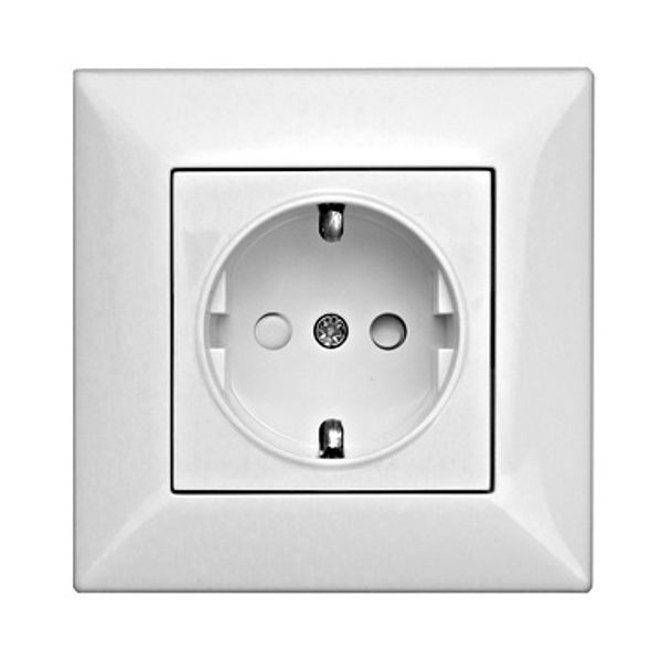 Socket outlet, safety shutter, complete, screw clamps, white image 1