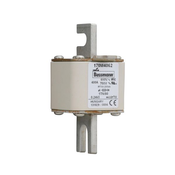 Fuse-link, high speed, 400 A, AC 690 V, DIN 1, 53 x 66 x 108 mm, aR, DIN, IEC, single indicator image 5