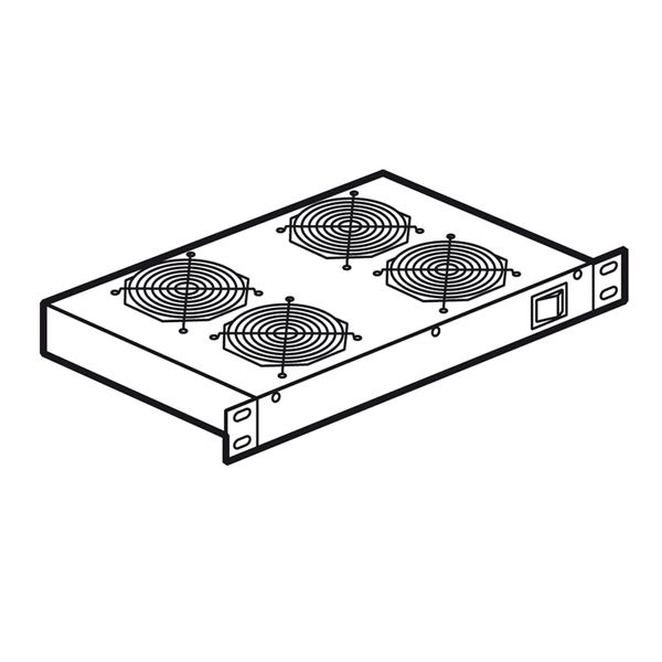 Ventilation shelf 19 inches 1U for enclosures with 4 fans depth 300mm image 1