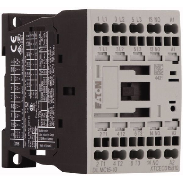 Contactor, 3 pole, 380 V 400 V 7.5 kW, 1 N/O, 24 V DC, DC operation, Spring-loaded terminals image 4