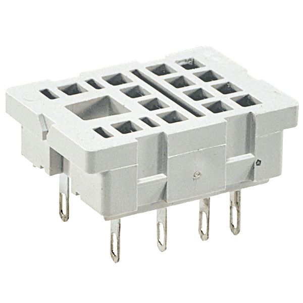 Socket for relay: R2N. Solder terminals. 29,6 x 21,5 x 18,1 mm. Two poles. Rated load 12 A, 250 V AC image 1