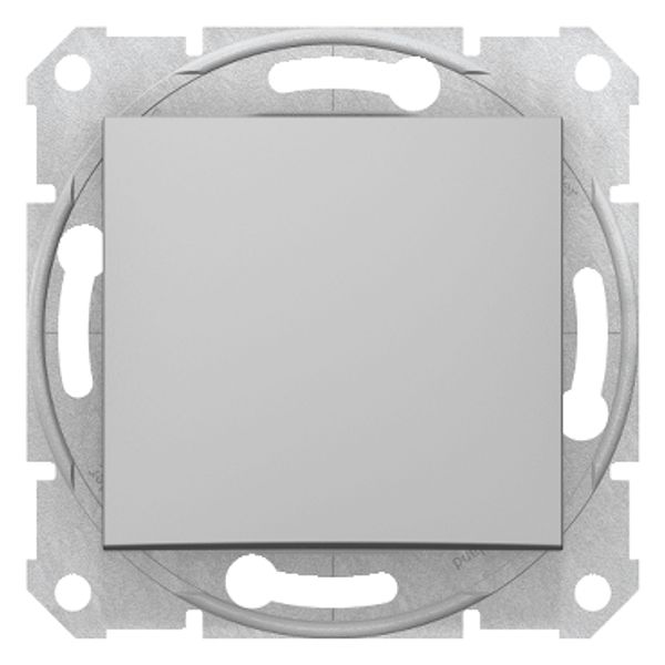 Sedna - 1pole pushbutton - 10A without frame aluminium image 1