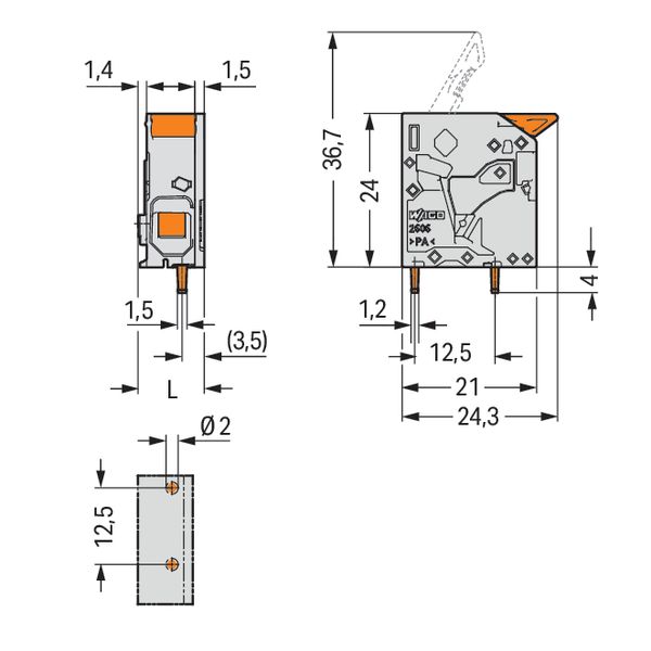 PCB terminal block lever 6 mm² gray image 5