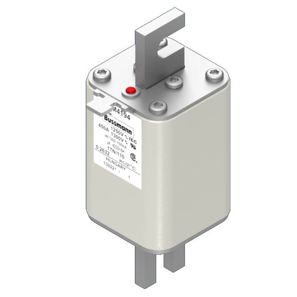 Fuse-link, high speed, 450 A, AC 1250 V, size 1, 53 x 66 x 138 mm, aR, DIN, IEC, type T indicator image 2