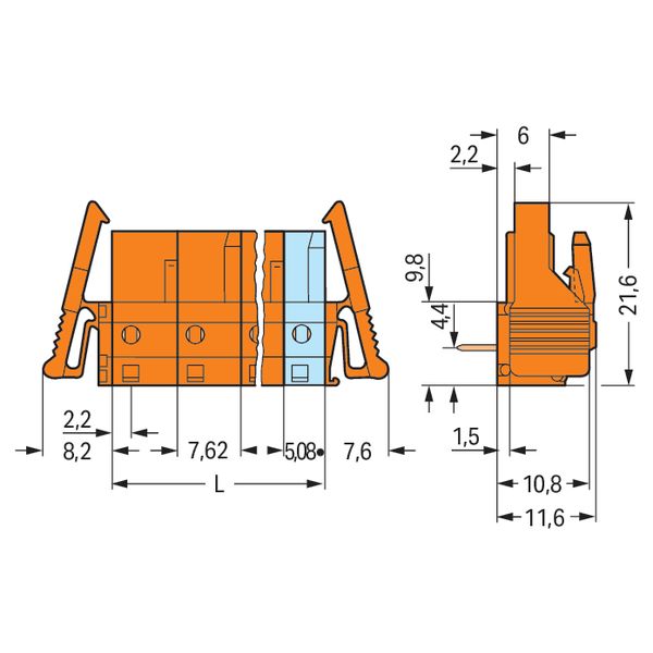 THT female header angled Pin spacing 7.62 mm orange image 4