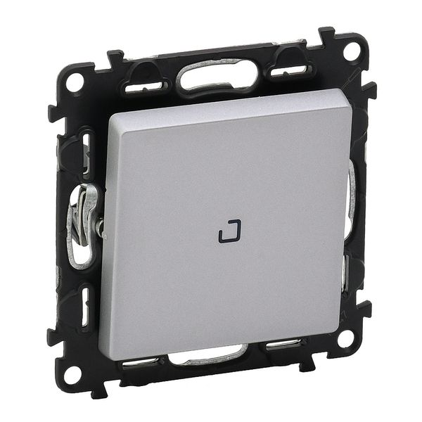 Illuminated one-way switch Valena Life - 10 AX - 250 V~ - with cover plate - alu image 1