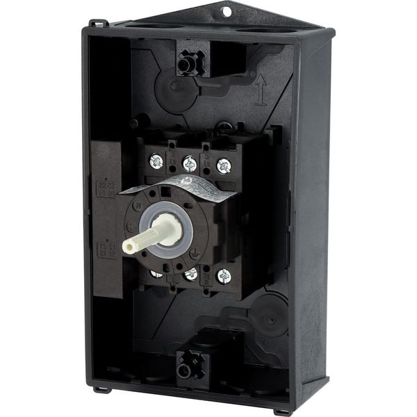 Main switch, P1, 25 A, surface mounting, 3 pole, 1 N/O, 1 N/C, STOP function, With black rotary handle and locking ring, Lockable in the 0 (Off) posit image 26