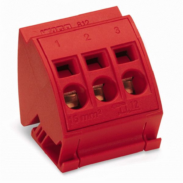 Busbar terminal block for (10 x 3) mm busbars 3-pole red image 1