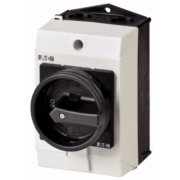 Main switch, T0, 20 A, surface mounting, 1 contact unit(s), 1 pole, STOP function, With black rotary handle and locking ring, Lockable in the 0 (Off) image 1