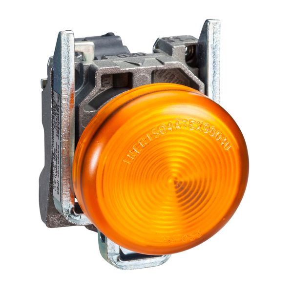Harmony XB4, Pilot light, metal, orange, Ø22, plain lens with integral LED, 110…120 VAC image 1