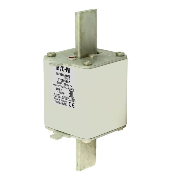 Fuse-link, high speed, 500 A, AC 690 V, DIN 2, 60 x 74 x 150 mm, gR, DIN, IEC, single indicator image 5