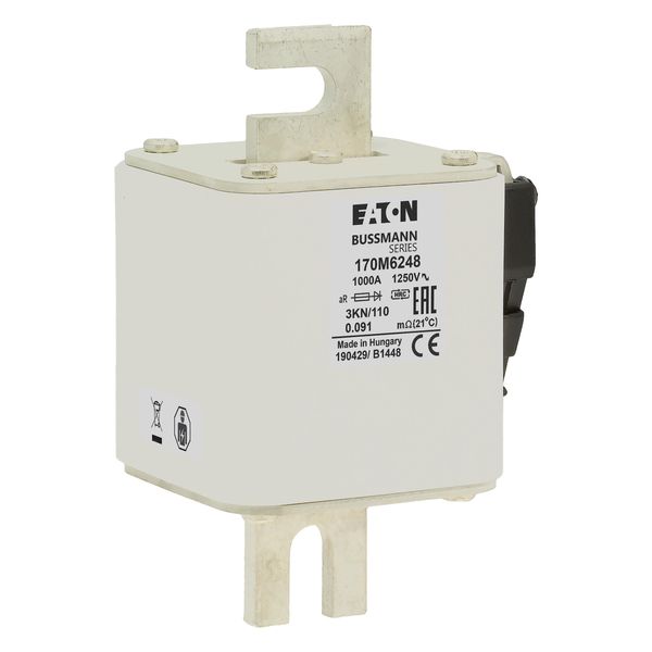 Fuse-link, high speed, 1000 A, AC 1250 V, size 3, 76 x 92 x 139 mm, aR, DIN, IEC, single indicator image 12