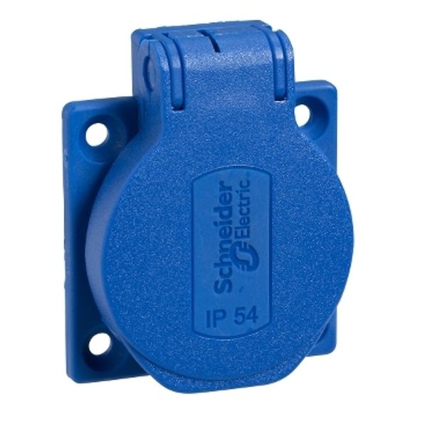 PratiKa socket - blue - 2P + E - 10/16 A - 250 V - French - IP54 - flush - back image 2