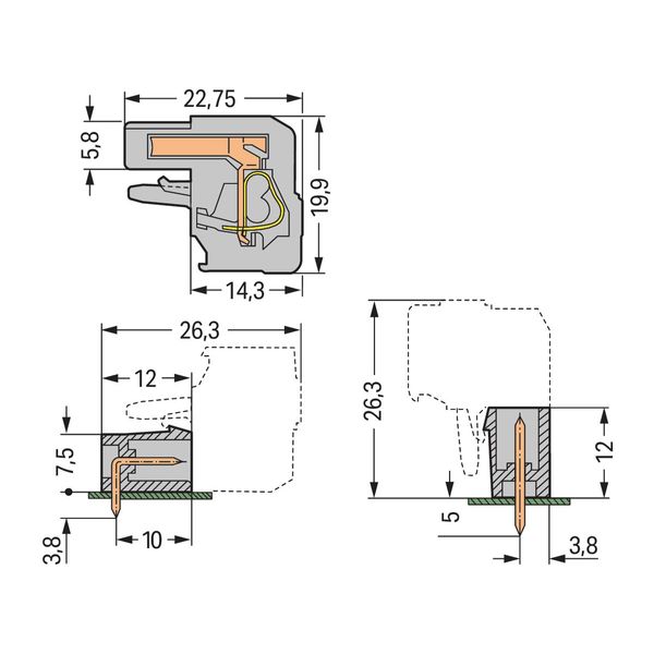 1-conductor female connector, angled CAGE CLAMP® 2.5 mm² gray image 3