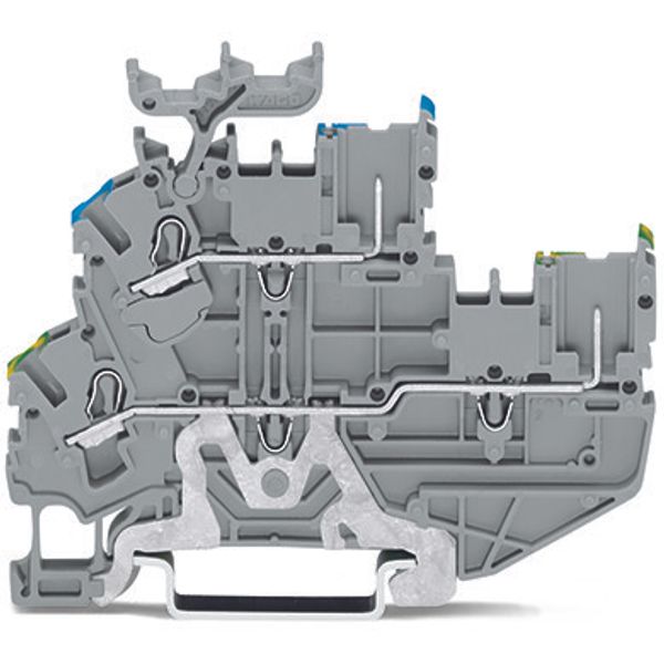 1-conductor/1-pin double deck receptacle terminal block Ground conduct image 1