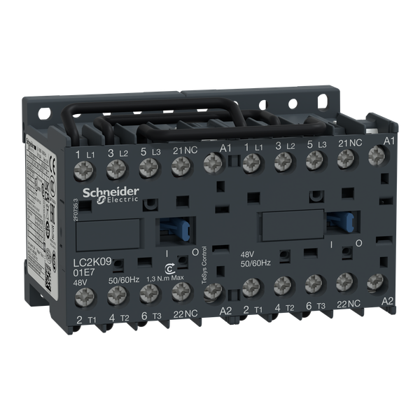 TeSys K reversing contactor, 3P, AC-3 440V 9 A, 1NC, 110V AC coil,screw clamp terminals image 4