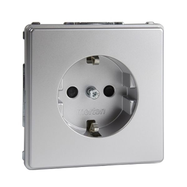 SCHUKO socket-outlet, shutter, screwless terminals, aluminium, Aquadesign image 2
