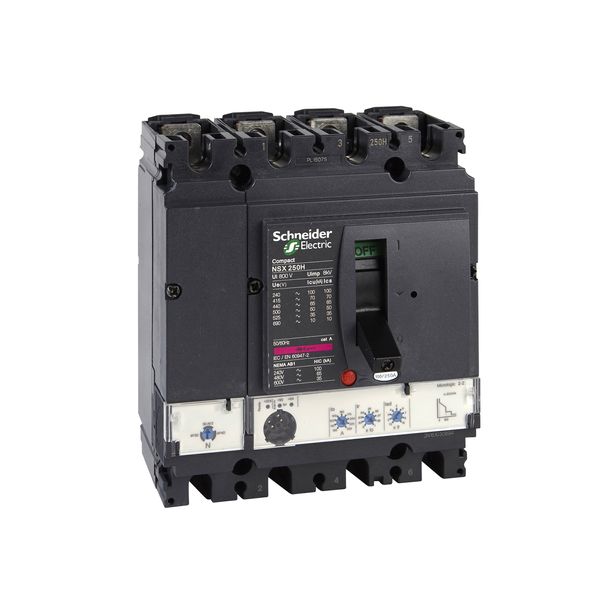 circuit breaker ComPact NSX250H, 70 kA at 415 VAC, MicroLogic 2.2 trip unit 250 A, 4 poles 4d image 3