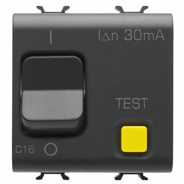 RESIDUAL CURRENT BREAKER WITH OVERCURRENT PROTECTION - C CHARACTERISTIC - CLASS A - 1P+N 16A 230Vac 30mA - 2 MODULES - SATIN BLACK - CHORUSMART image 2