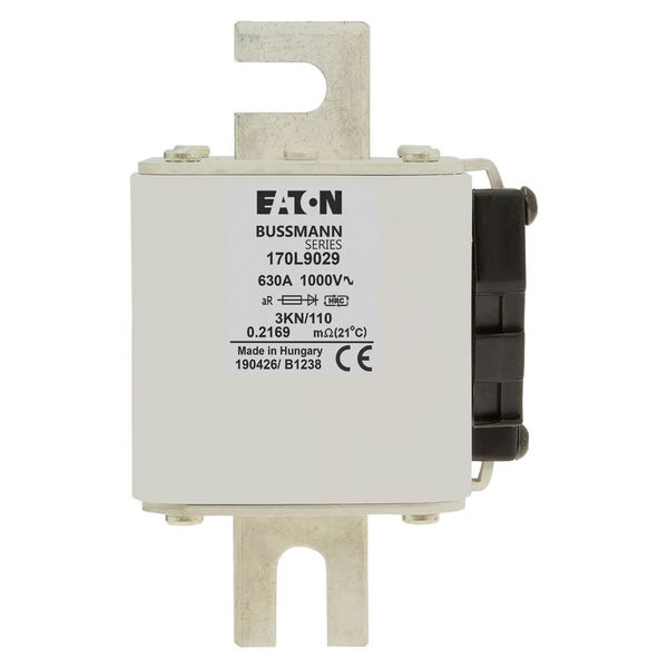 Fuse-link, high speed, 630 A, AC 1000 V, Size 3, 74 x 92 x 141 mm, aR, IEC, single indicator image 7