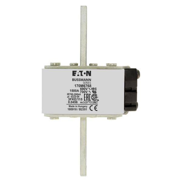 Fuse-link, high speed, 1500 A, AC 690 V, size 3, 76 x 92 x 139 mm, aR, IEC, UL, single indicator image 8