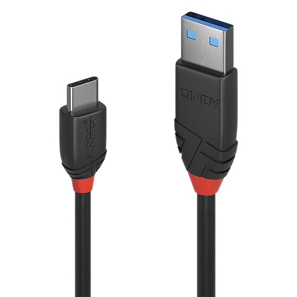 0.5m USB 3.2 Type A to C Cable, 10Gbps, Black Line USB Type A Male to C Male image 1