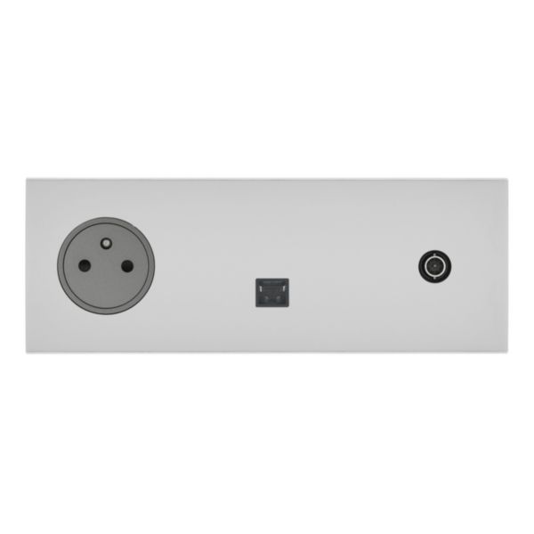 Art d'Arnould universe Epure 2P+E power socket, RJ45 socket and television socket - satin steel image 2