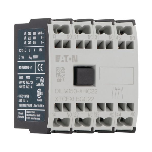 Auxiliary contact module, 4 pole, Ith= 16 A, 2 N/O, 2 NC, Front fixing, Spring-loaded terminals, DILMC40 - DILMC150 image 10