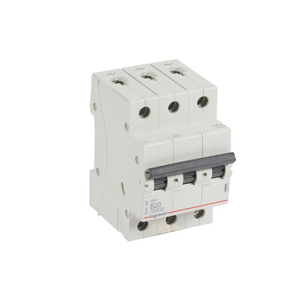 MCB RX³ 6000 - 3P - 400V~ - 20 A - B curve - prong/fork type supply busbars image 1