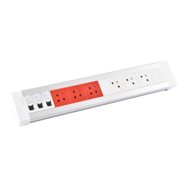 Wired desk unit equipped with 3 Surface sockets, 3 keyed Surface sockets and 3 RJ45 category 6 FTP sockets image 2