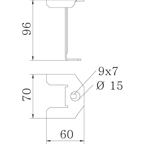 DST100 BKRS FS Cover support for system height 100 mm 100x70 image 2