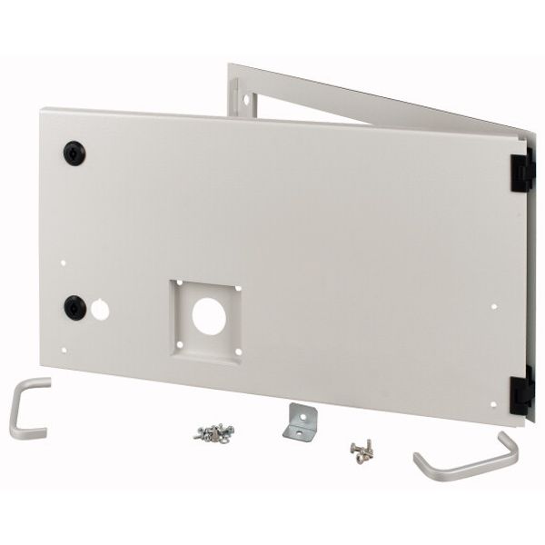 Opening metal front plate for drawer, NZM, ventilated, H=300mm, IP31, grey image 1