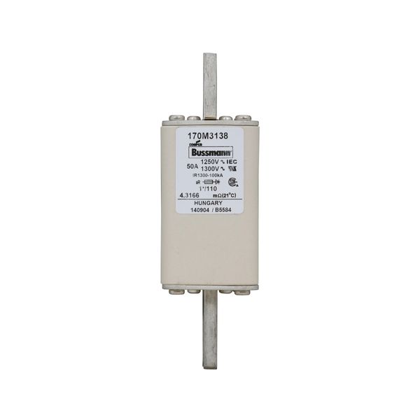 Fuse-link, high speed, 50 A, AC 1250 V, compact size 1, 45 x 45 x 138 mm, aR, DIN, IEC, single indicator image 11