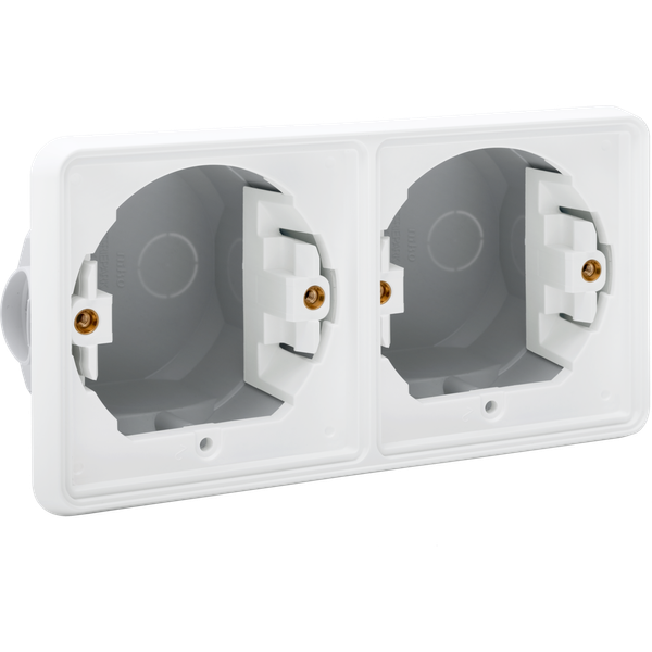 Splashproof double horizontal flush-mounting box for two functions, wh image 2